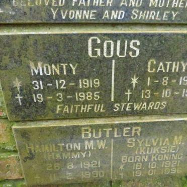 GOUS Monty 1919-1985 &amp; Cathy 1923-1988