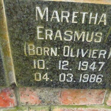 ERASMUS Maretha nee OLIVIER 1947-1986