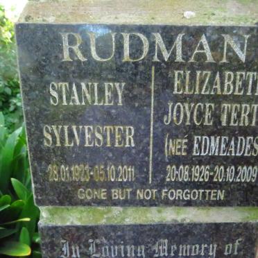 RUDMAN Stanley Sylvester 1923-2011 &amp; Elizabeth Joyce Tertia EDMEADES 1926-2009