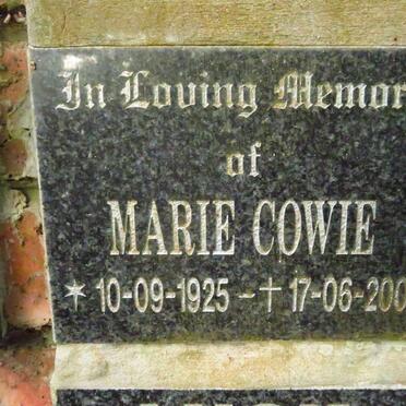 COWIE Marie 1925-2001