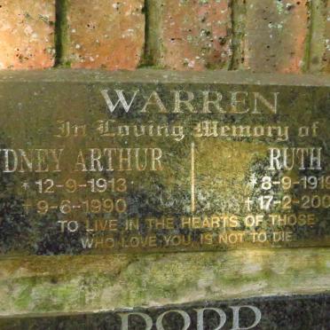 WARREN Sydney Arthur 1913-1990 &amp; Ruth 1919-2001