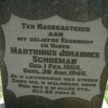 SCHOEMAN Marthinus Johannes 1864-1948