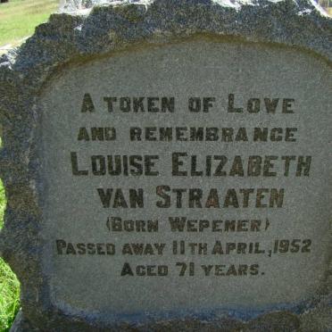 STRAATEN Louise Elizabeth, van nee WEPENER -1952