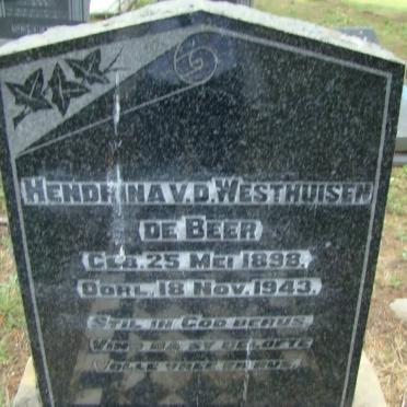 BEER Hendrina v.d. Westhuizen, de 1898-1943