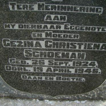 SCHOEMAN Gezina Christiena 1924-1946 