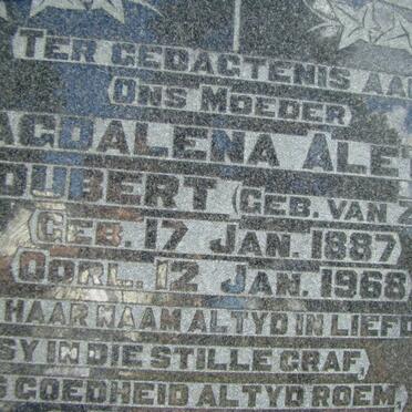 JOUBERT Magdalena Aletta nee VAN ZYL 1887-1968