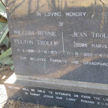 TROLLIP William Rennie Fulton 1891-1971 &amp; Jean HARVEY 1888-1969