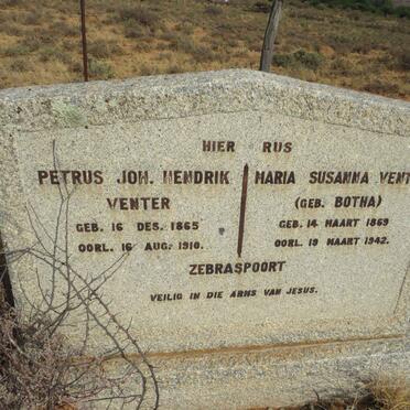 VENTER Petrus Joh. Hendrik 1865-1910 & Maria Susanna BOTHA 1869-1942
