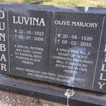 DUNBAR Luvina 1923-2006 :: O'REILLY Olive Marjory 1926-2010