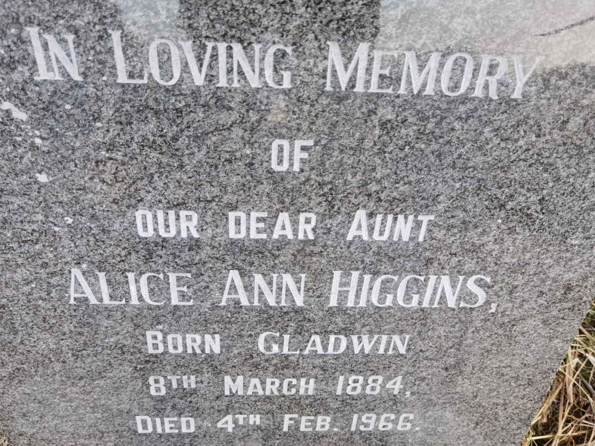 HIGGINS Alice Ann nee GLADWIN 1884-1966