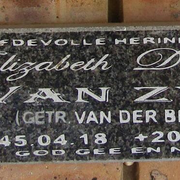 ZYL Elizabeth Dorothea, van nee VAN DER BERG 1945-2014