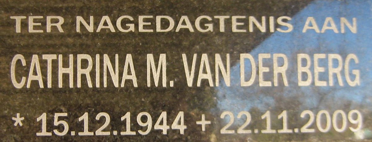 BERG Cathrina M. van der 1944-2009