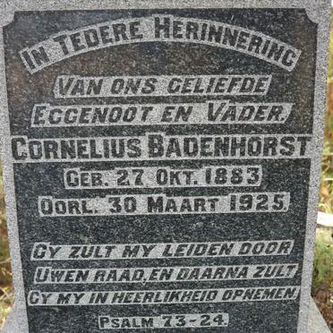 BADENHORST Cornelius 1883-1925