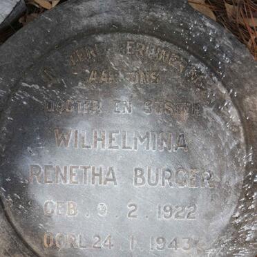 BURGER Wilhelmina Renetha 1922-1943