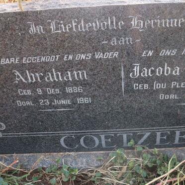 COETZEE Abraham 1886-1961 &amp; Jacoba Margaretha DU PLESSIS 1887-1981