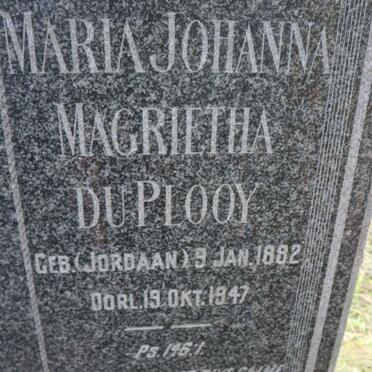 PLOOY Josef Manasse, du 1878-1955 &amp; Maria Johanna Magrietha JORDAAN 1882-1947