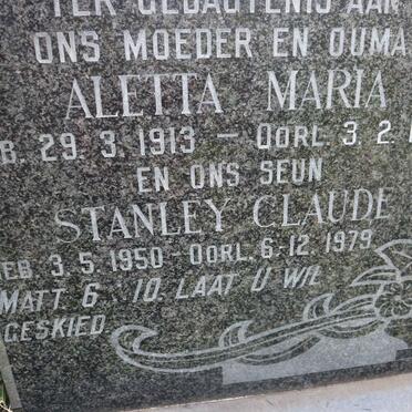 REYNOLDS Claude Stanley 1913-1968 &amp; Aletta Maria 1913-1990 :: REYNOLDS Stanley Claude 1950-1979
