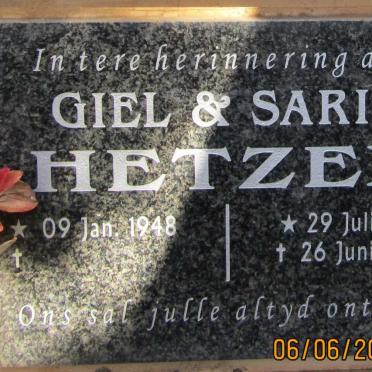 HETZEL Giel 1948- &amp; Sarie 1946-2020