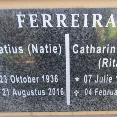 FERREIRA Ignatius 1936-2016 &amp; Catharina Maria 1941-20??