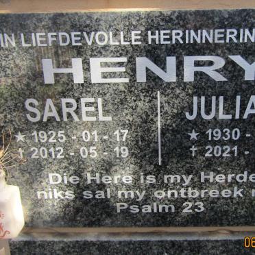 HENRY Sarel 1925-2012 &amp; Juliana 1930-2021