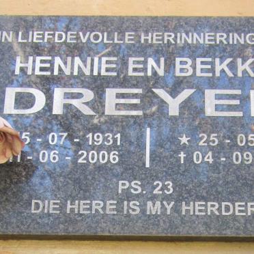 DREYER Hennie 1931-2006 &amp; Bekkie 1931-2012