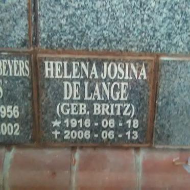 LANGE Helena Josina, de nee BRITZ 1916-2006