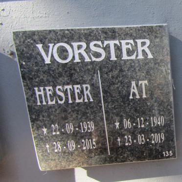 VORSTER At 1940-2019 &amp; Hester 1939-2015