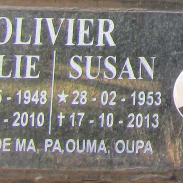 OLIVIER Ollie 1948-2010 &amp; Susan 1953-2013