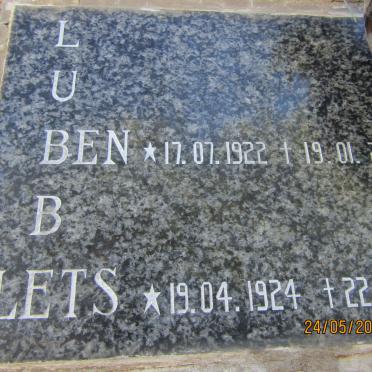 LUBBE Ben 1922-2002 &amp; Lets 1924-2008