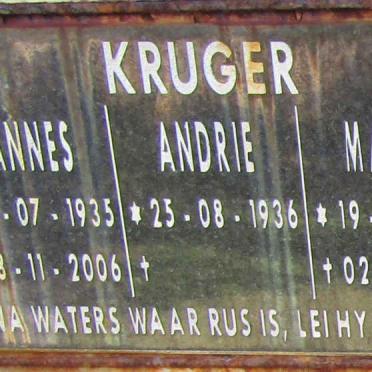 KRUGER Hannes 1935-2006 &amp; Andrie 1936- ::  KRUGER Marius 1964-2012