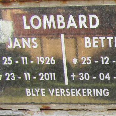 LOMBARD Jans 1926-2011 &amp; Bettie 1927-2008