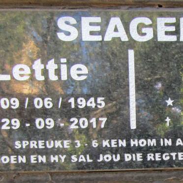 SEAGAR Noel 1946-2021 &amp; Lettie 1945-2017