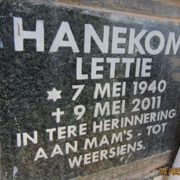 HANEKOM Lettie 1940-2011