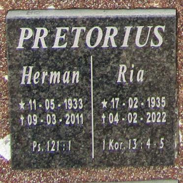 PRETORIUS Herman 1933-2011 &amp; Ria 1935-2022