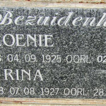 BEZUIDENHOUT Coenie 1925-2005 &amp; Rina 1927-2003