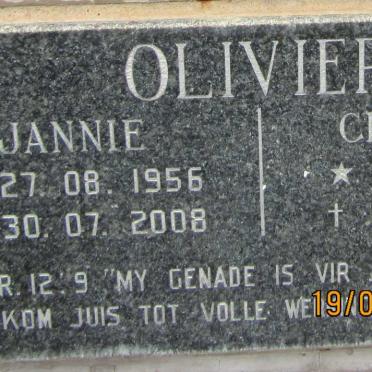 OLIVIER Jannie 1956-2008 &amp; Charlene 1959-2004