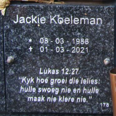 KOELEMAN Jackie 1988-2021