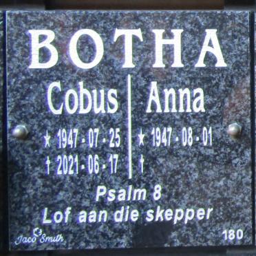 BOTHA Cobus 1947-2021 &amp; Anna 1947-