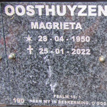 OOSTHUYZEN Magrieta 1950-2022