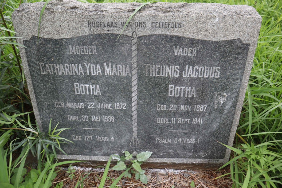 BOTHA Theunis Jacobus 1887-1941 &amp; Catharina Yda Maria MARAIS 1872-1936