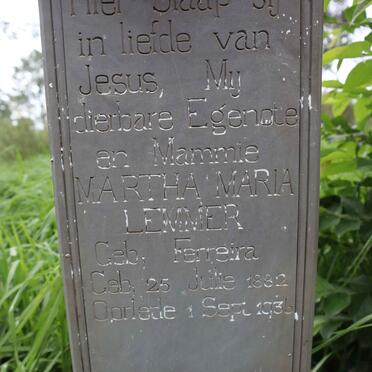 LEMMER Martha Maria nee FERREIRA 1882-1936