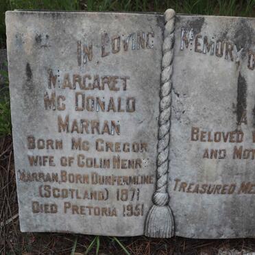 MARRAN Colin Henry 1862-1937 &amp; Margaret MCDONALD nee MCGREGOR 1871-1951