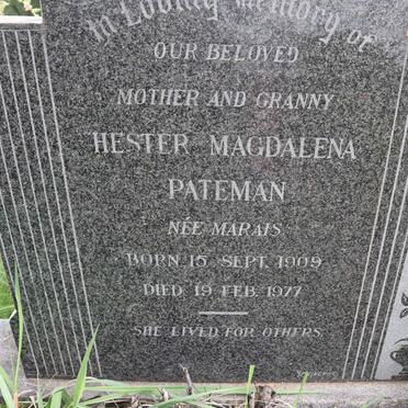 PATEMAN Clarence Arthur 1903-1946 &amp; Hester Magdalena MARAIS 1909-1977