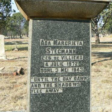 STEGMANN Ada Margrieta nee DE VILLIERS 1872-1943