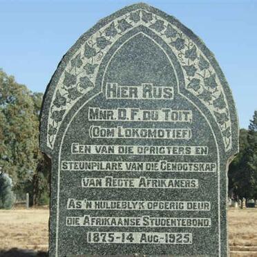 Gedenksteen - TOIT D.F., du 1846-1923