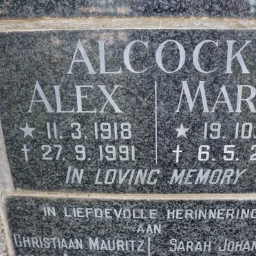 ALCOCK Alex 1918-1991 &amp; Marty 1931-2009