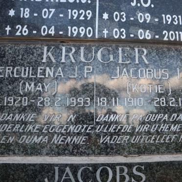 KRUGER Jacobus I. 1910-1995 &amp; Herculina J.P. 1920-1993