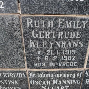 KLEYNHANS Ruth Emily Gertrude 1915-1982