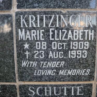 KRITZINGER Marie Elizabeth 1909-1993