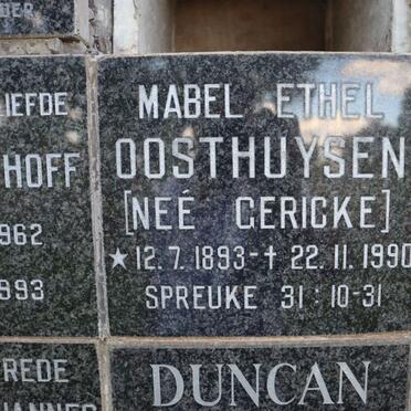 OOSTHUYSEN Mabel Ethel nee GERICKE 1893-1990